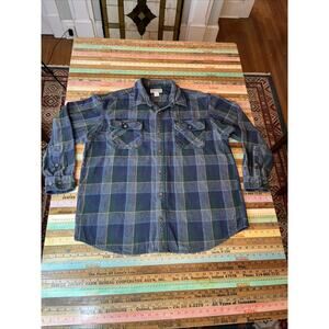 Duluth Trading Co Mens XL Plaid Flannel Shirt Button Up Workwear Heavy Cotton